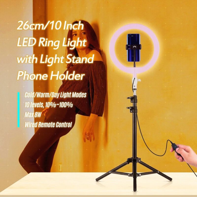 TIK Tok 10 inches LED Ring Fill Light Dimmable Mini Ring Light for YouTube  Videos, TikTok Videos Selfie Makeup with iPhone/Android Phone, 3 Colors  Mode & 10 Level Brightness. Ring Flash (Pink) :
