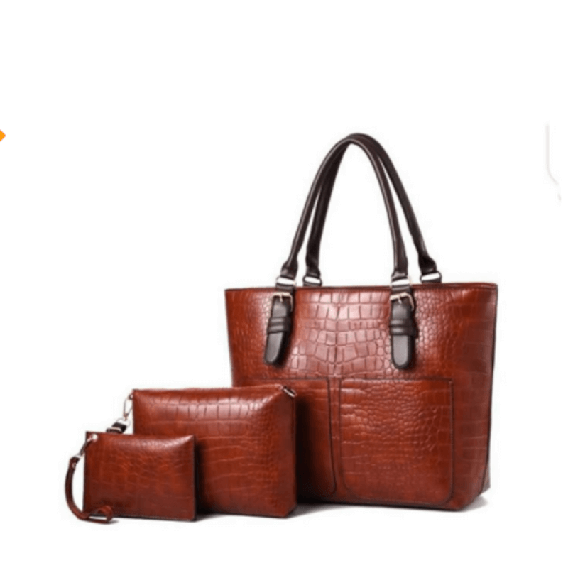 Buy leather 3 piece hand bag fawn at best price in Pakistan 