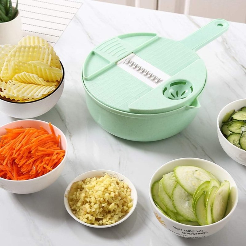 Wet-basket-vegetable-cutter-slicer-drainer-with-handle
