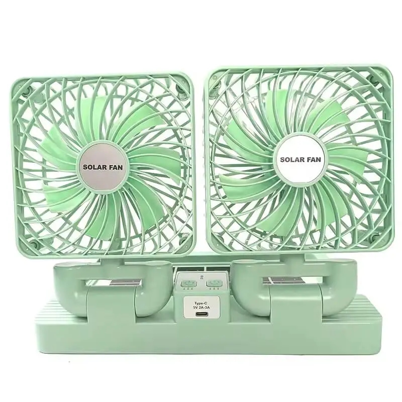 Solar-rechargeable-dual-fan